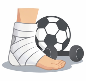 befáslizott láb egy focilabda mellett -ikon