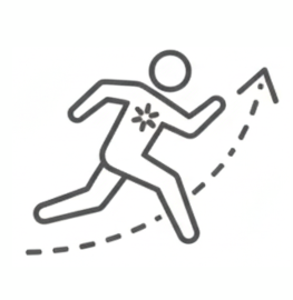 Műtét utáni rehabilitáció - ikon, futó pálcikaember